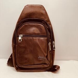 Jeep Buluo Crossbody Bag Purse Faux Leather Brown 3 Compartments